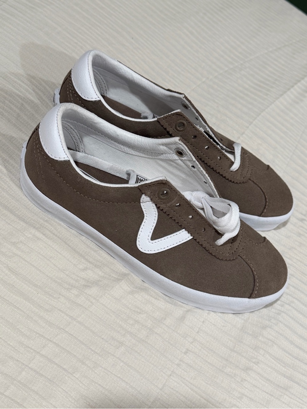 Vans Brown Suede Low-Top Sneakers with White Trim